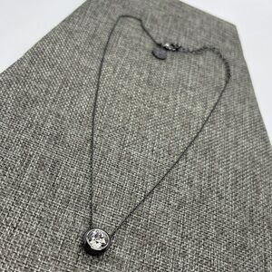 WHBM Solitaire Crystal Halo Circle Pendent Necklace